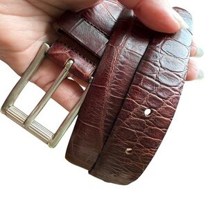 Italian leather Belt Alligator embossed 36-39 Brass Buckle